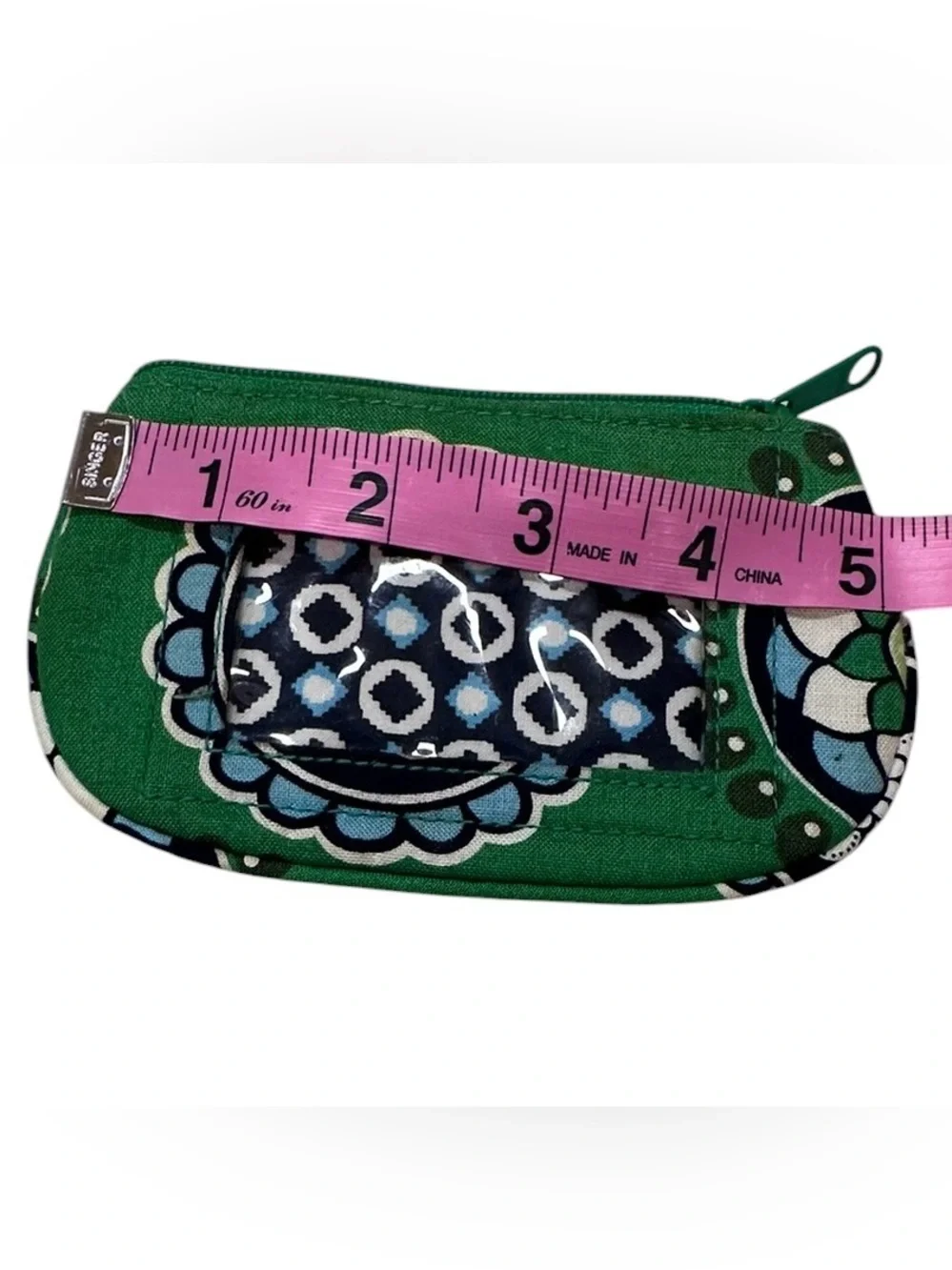Vera Bradley Cupcakes Green Zip ID Case Wallet Coin Purse